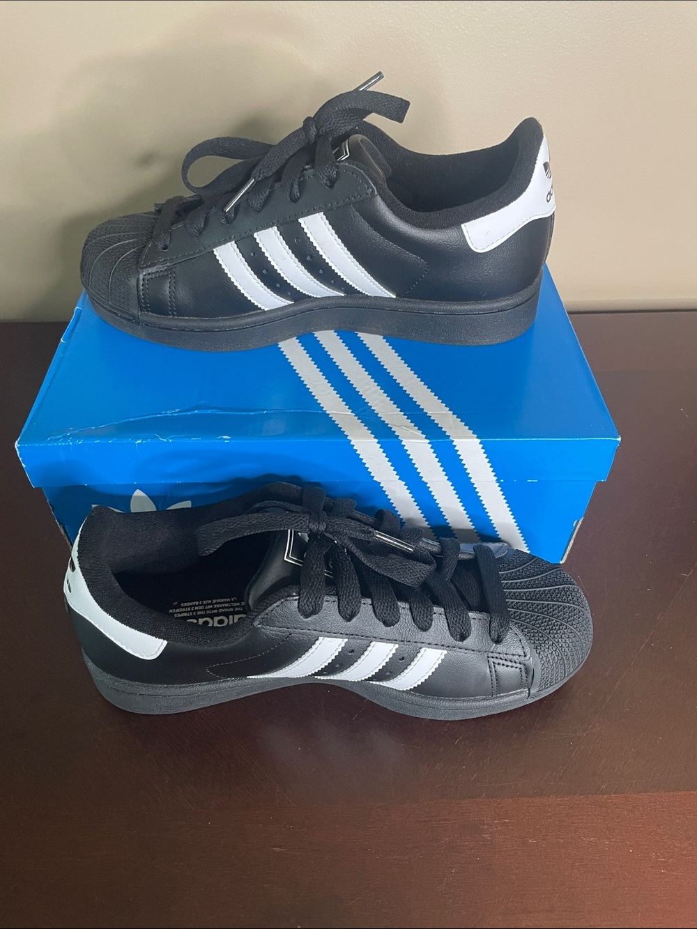 adidas Black and White Low-Top Sneakers with Shell Toe
